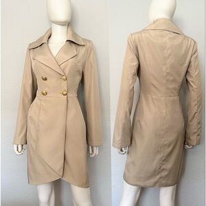 NWT WOMEN DOUBLE-BREASTED TRENCH COAT MILITARY‎ LINED COLLARED JACKET